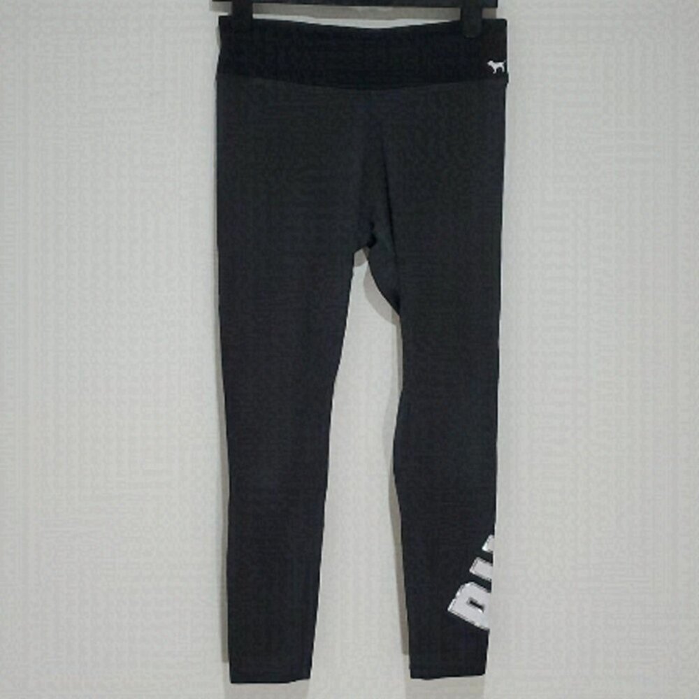 PINK yoga black and grey medium leggings